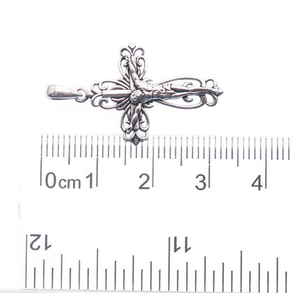 REGINA LANE 925 Sterling Silver Ornate Crucifix Cross Religious Pendant