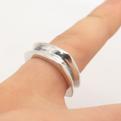 925 Sterling Silver Vintage Concave Square Ring Size 4.75