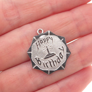 925 Sterling Silver Vintage Happy Birthday Charm Pendant