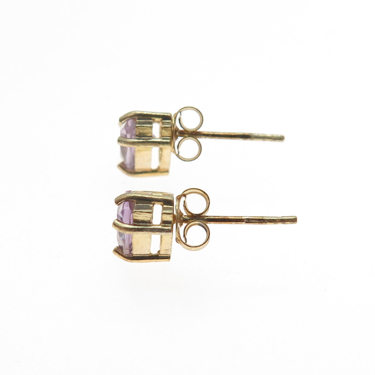 925 Sterling Silver Gold Plated Real Pear-Cut Amethyst Stud Earrings