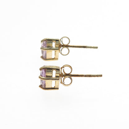 925 Sterling Silver Gold Plated Real Pear-Cut Amethyst Stud Earrings