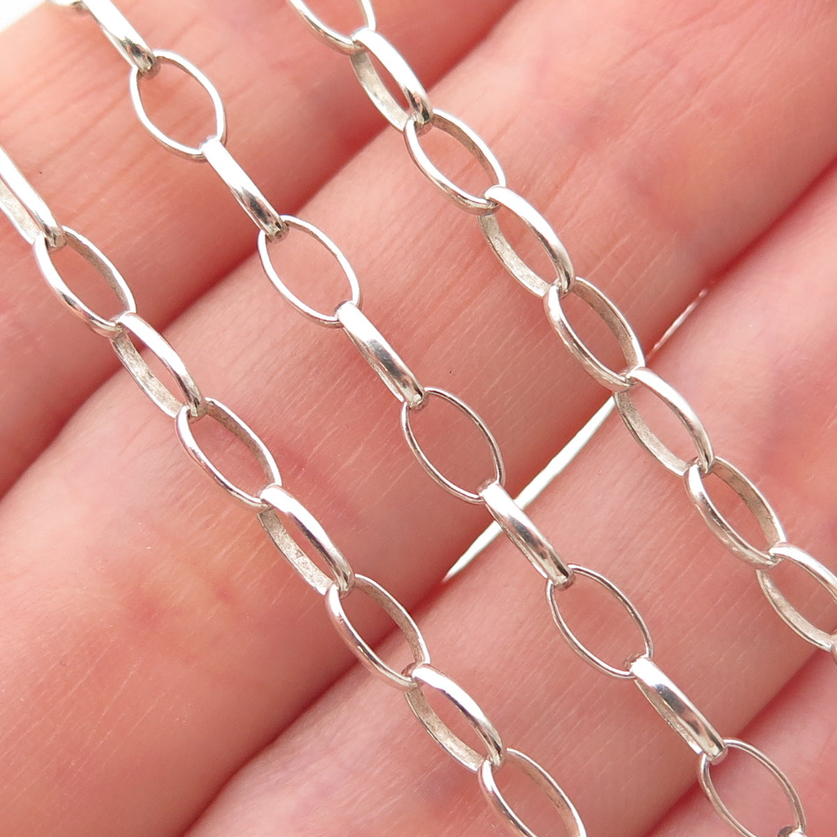 925 Sterling Silver Vintage Italy Oval Chain Necklace 24"