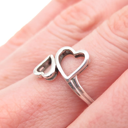 RL Richline 925 Sterling Silver Vintage Open Heart Bypass Ring Size 6.5