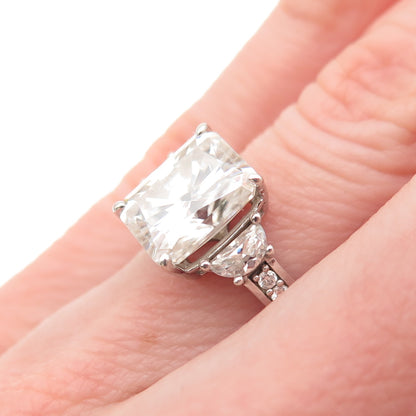 D'JOY 925 Sterling Silver Multi-Cut C Z Engagement Ring Size 5