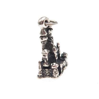 Disney 925 Sterling Silver Vintage Disneyland Cinderella Castle 3D Mini Pendant