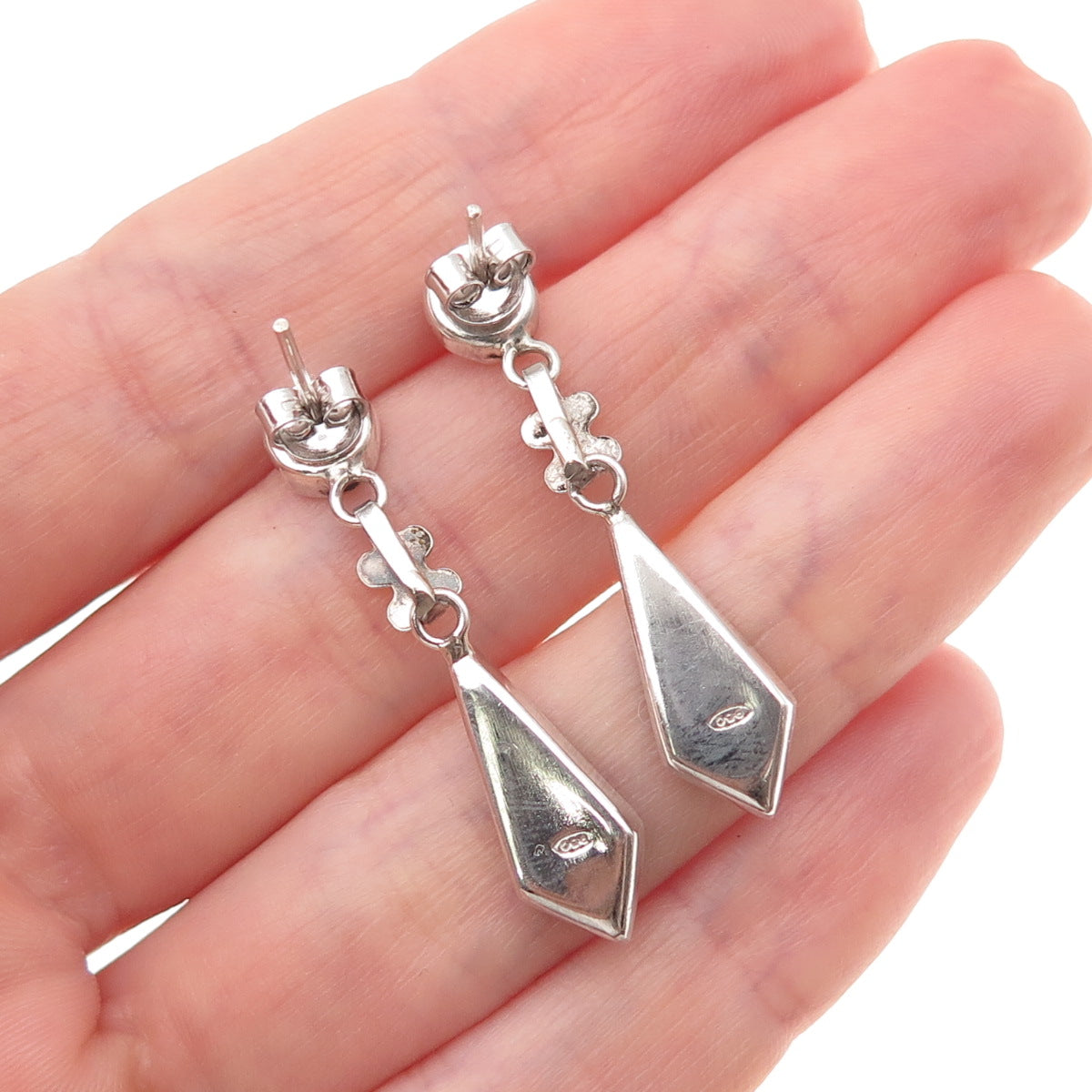 925 Sterling Silver Vintage Real Lapis Dangle Earrings