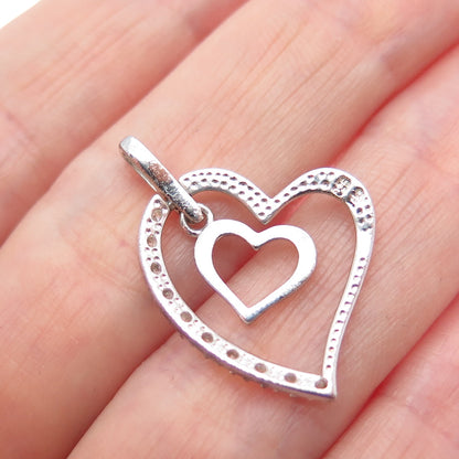 CHARLES WINSTON 925 Sterling Silver Round-Cut C Z Heart Charm Pendant