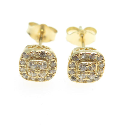 925 Sterling Silver Gold Plated C Z Stud Earrings