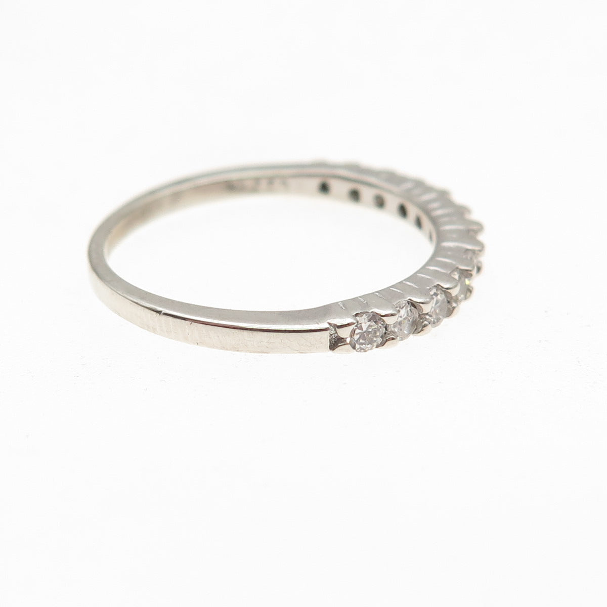 925 Sterling Silver Round-Cut C Z Half Eternity Stackable Ring Size 7