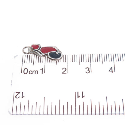 900 Silver Vintage Enamel Dutch Clogs Minimalist Charm Pendant