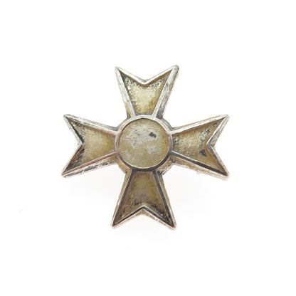 R. BLACKINTON Sterling Silver 2-Tone Antique Art Deco Maltese Cross Pin Brooch