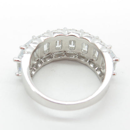 925 Sterling Silver Radiant & Round-Cut Shaped C Z Ring Size 7.25