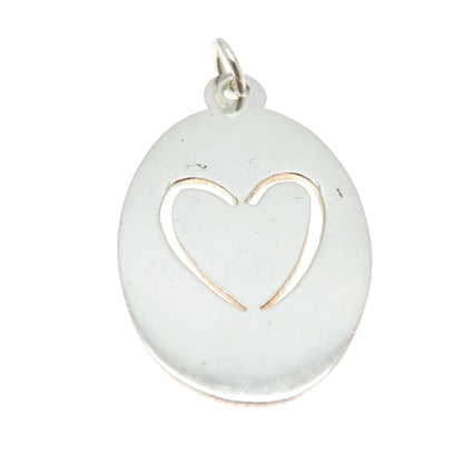 925 Sterling Silver Vintage Heart Oval Tag Charm Pendant