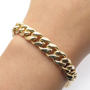 925 Sterling Silver Gold Plated Cuban Link Bracelet 8.75"