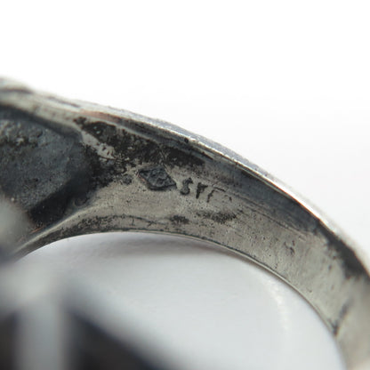 925 Sterling Silver Vintage Twisted Ribbed Dome Oxidized Ring Size 6