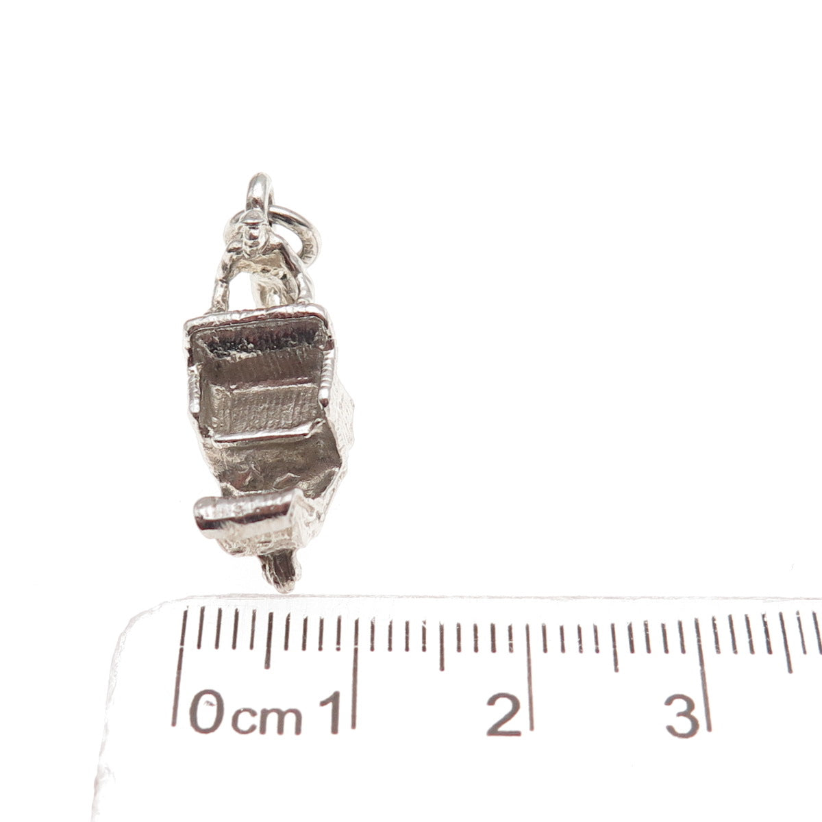 Cellini 925 Sterling Silver Vintage Rolling Strolling Chair 3D Charm Pendant