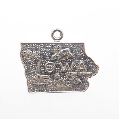 FRENCH & FRANKLIN 925 Sterling Silver Vintage Iowa State Minimalist Pendant