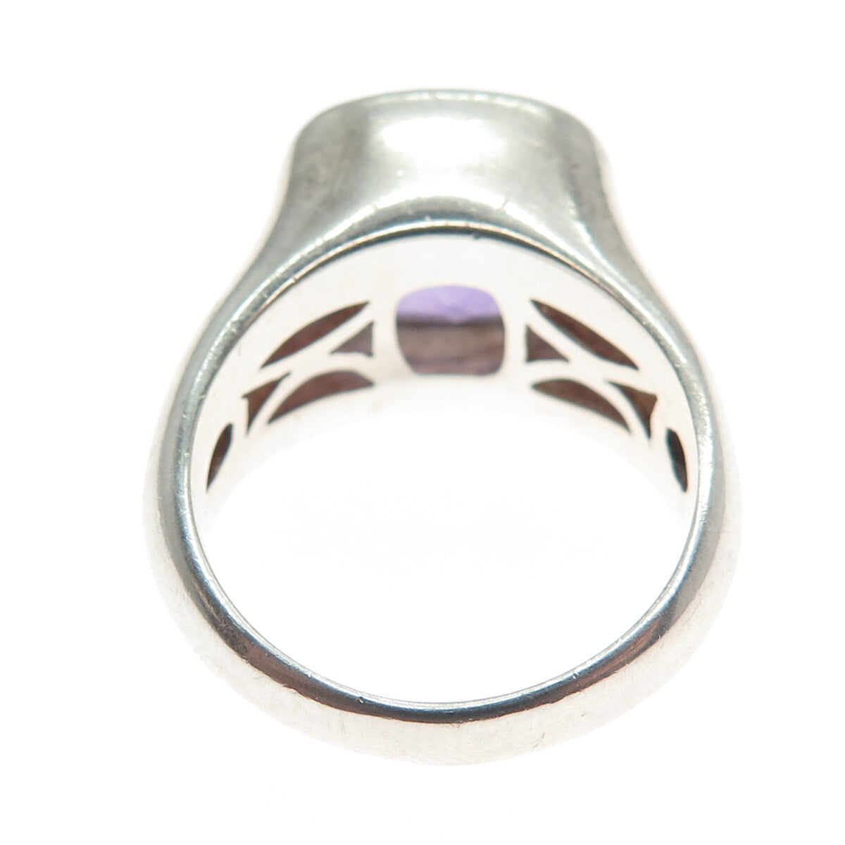 SAJEN 925 Sterling Silver Vintage Real Cushion-Cut Amethyst Ring Size 7