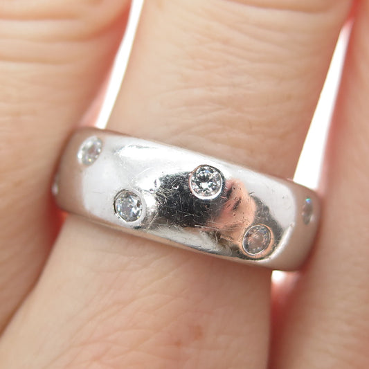 925 Sterling Silver Round-Cut C Z Celestial Band Ring Size 8.25