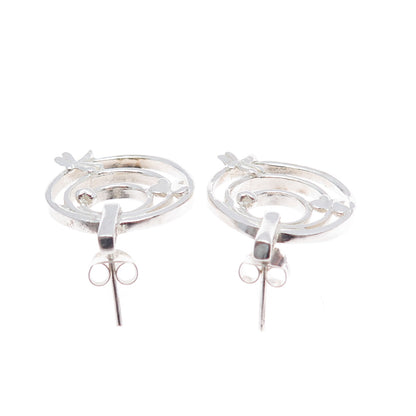 925 Sterling Silver Vintage Dragonfly Butterfly Heart Multi-Circle Earrings
