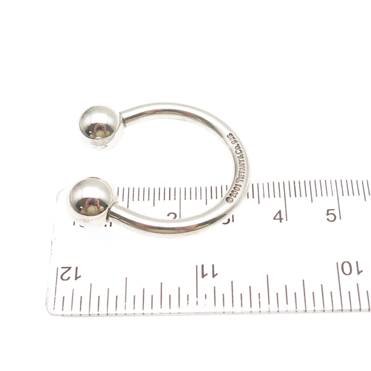 TIFFANY & CO. 925 Sterling Silver Vintage 2001 Screw Ball Key Ring