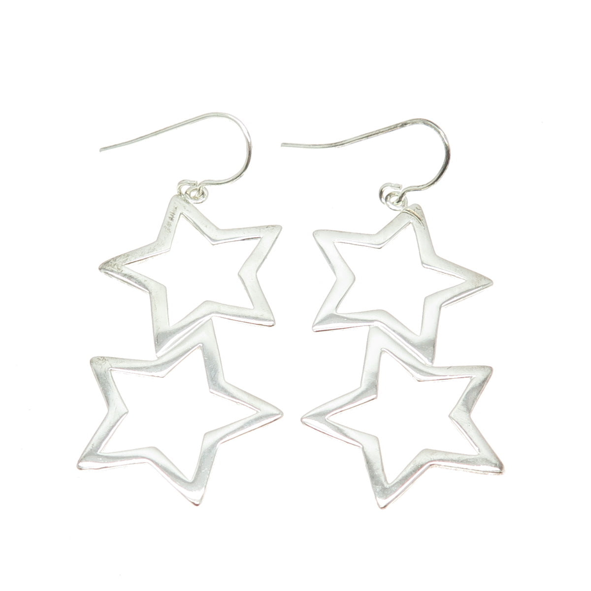 DEE BERKLEY JEWELRY 925 Sterling Silver Star Dangle Hook Earrings