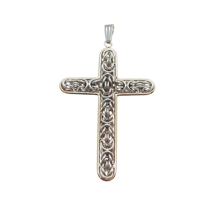 14K Gold 925 Sterling Silver Vintage Peru Byzantine Cross Charm Pendant