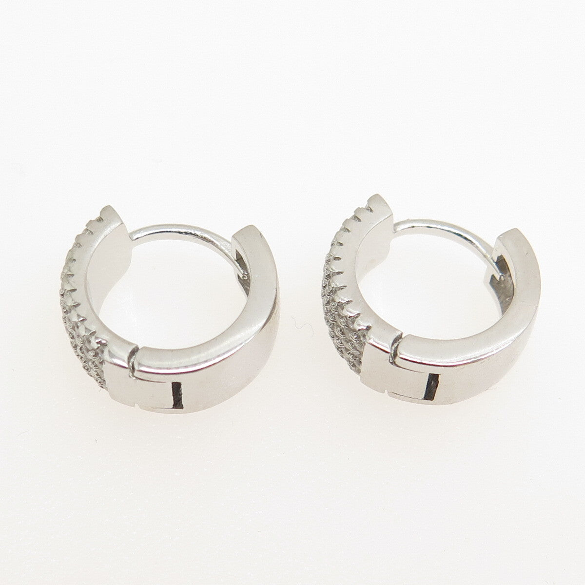 925 Sterling Silver Round-Cut C Z Sparkle Hoop Earrings