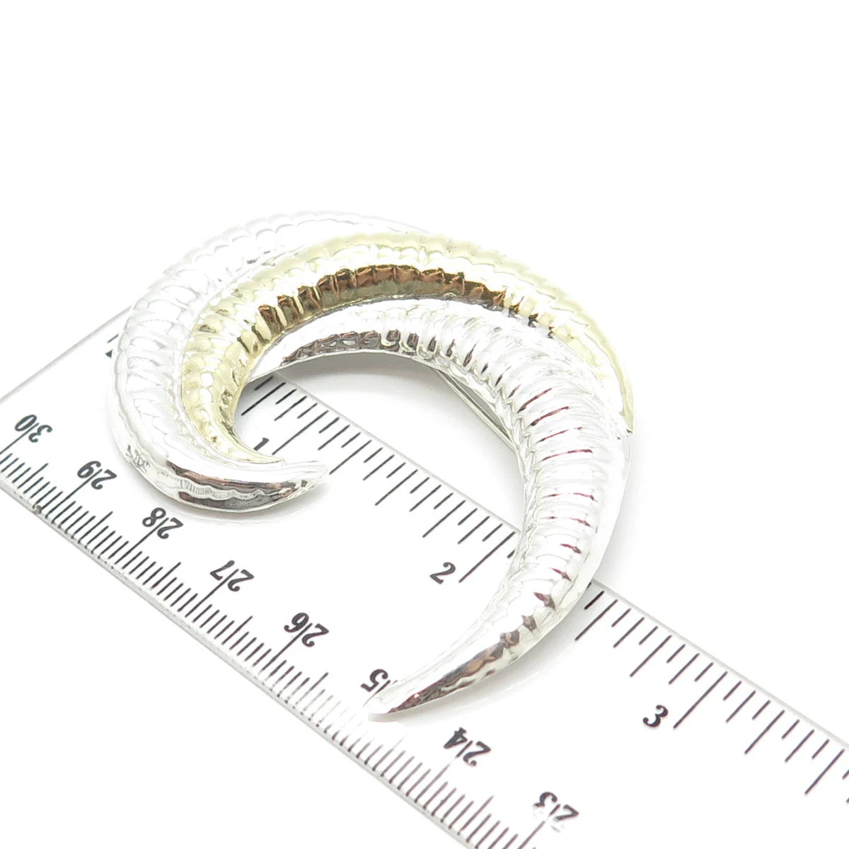 925 Sterling Silver 2-Tone Vintage Mexico Modernist Pin Brooch
