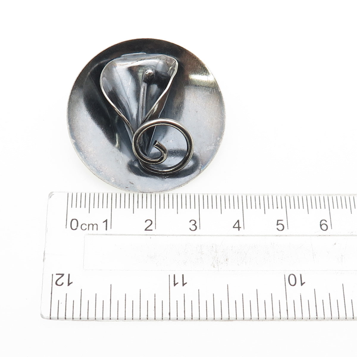JOSEPH MASANIELLO 925 Sterling Silver Vintage Calla Lily Oxidized Pin Brooch