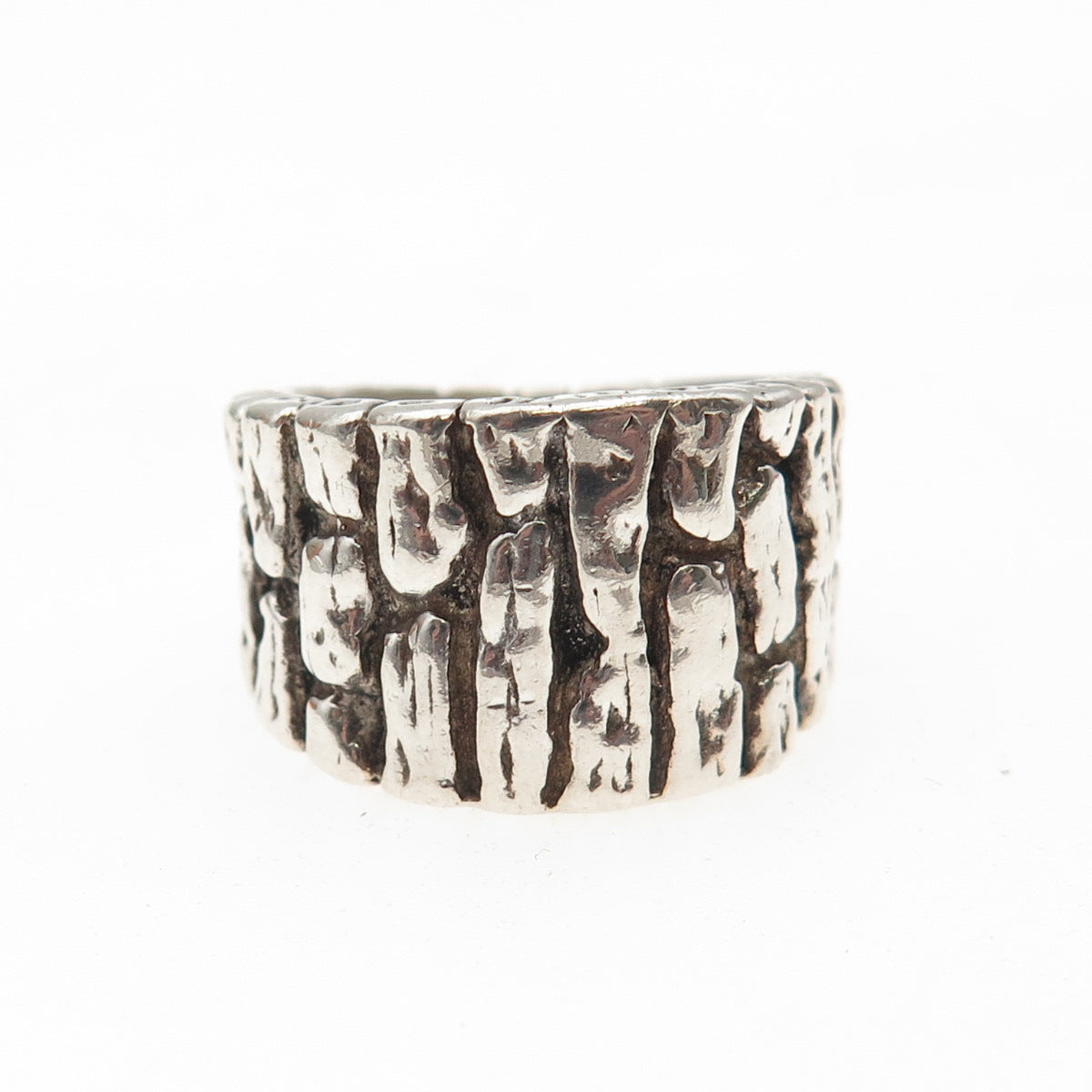 Sara Blaine 925 Sterling Silver Vintage Tree Bark Oxidized Ring Size 5.25
