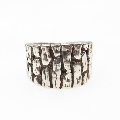 Sara Blaine 925 Sterling Silver Vintage Tree Bark Oxidized Ring Size 5.25