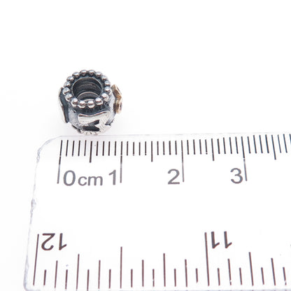 PANDORA 925 Sterling Silver & Gold Swarovski Crystal Mom Slide Bead Charm