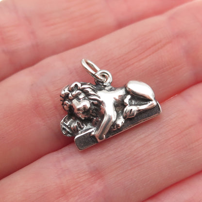 800 Silver Antique Art Deco Lion Monument in Lucerne Oxidized Mini Charm Pendant