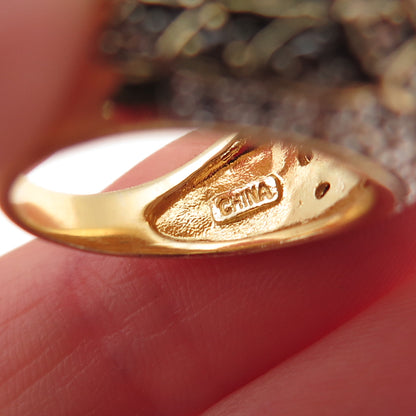 925 Sterling Silver Gold Plated Multi-Color C Z Owl Bird Ring Size 5.25