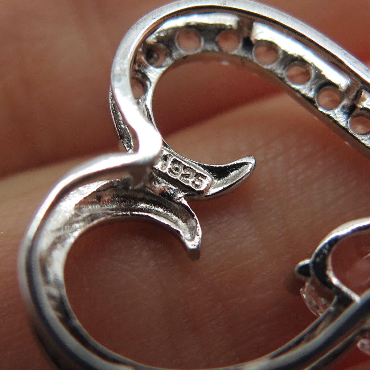 925 Sterling Silver Real White Topaz Heart Mini Slide Charm Pendant