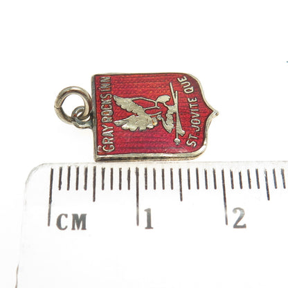 BMCO 925 Sterling Silver Vintage Enamel "Gray Rocks Inn St. Jovite QUE" Pendant
