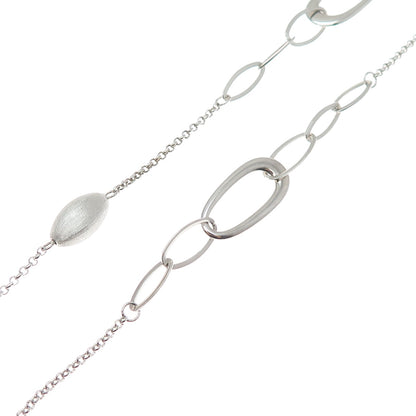 925 Sterling Silver Oval Beads By The Yard Cable Chain Necklace 32"