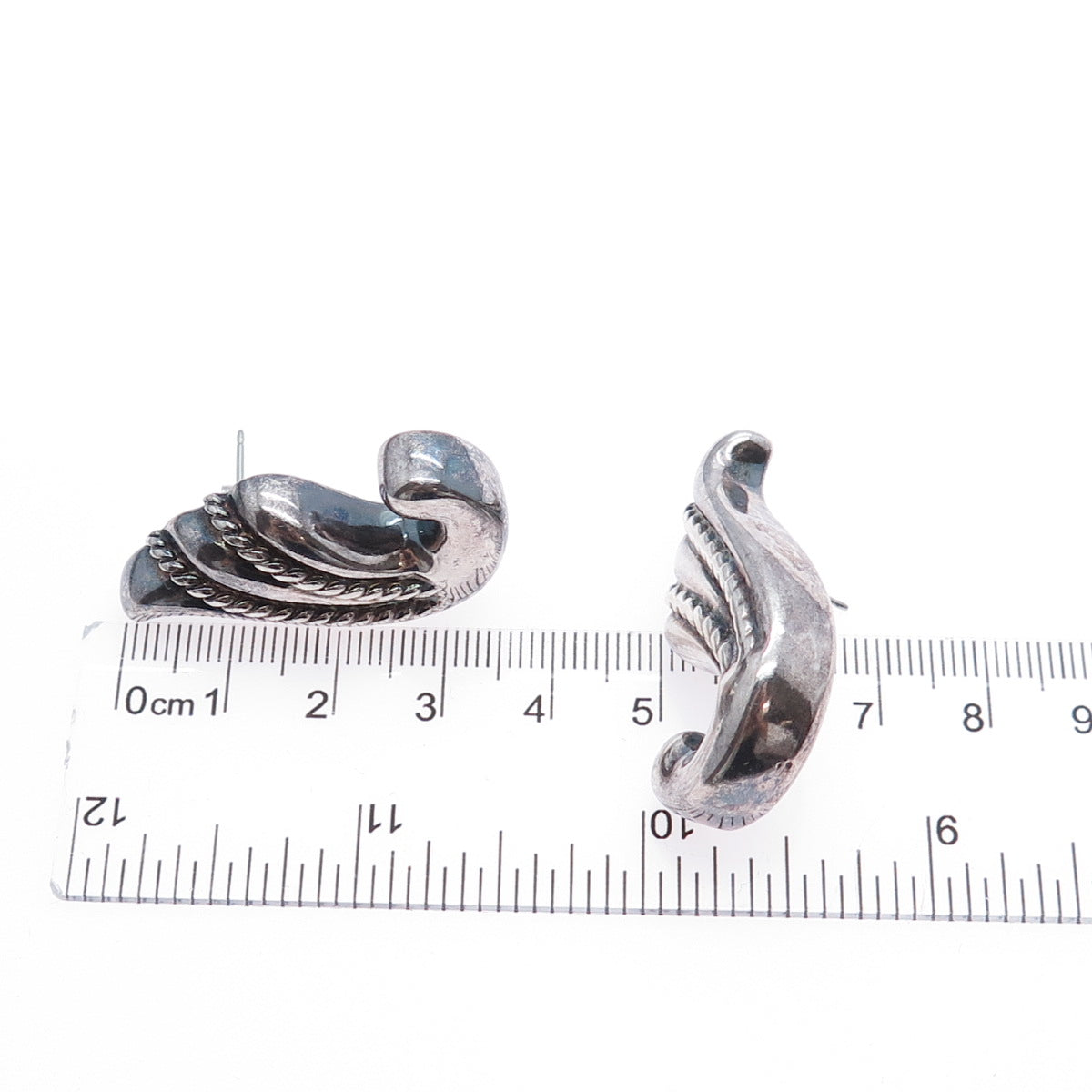 AIRIESS 925 Sterling Silver Vintage Modernist Oxidized Earrings