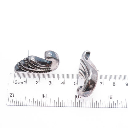 AIRIESS 925 Sterling Silver Vintage Modernist Oxidized Earrings