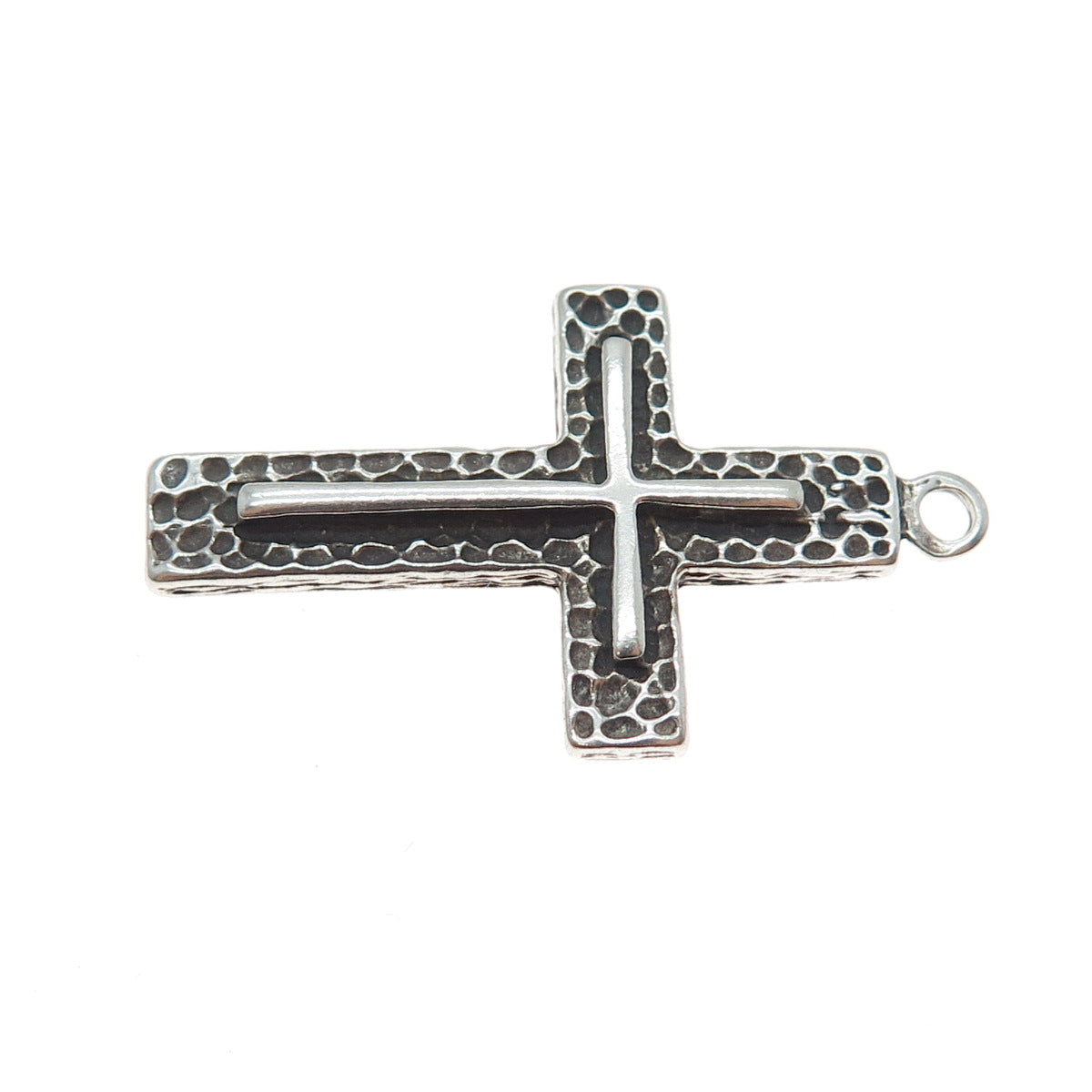 925 Sterling Silver Vintage Cross Oxidized Charm Pendant