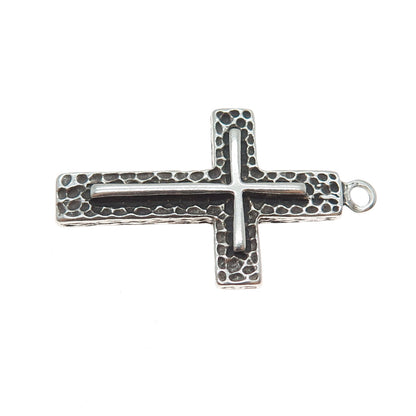 925 Sterling Silver Vintage Cross Oxidized Charm Pendant