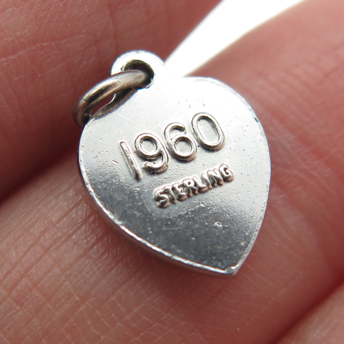 925 Sterling Silver Vintage 1960 Beta Sigma Phi Heart Minimalist Charm Pendant