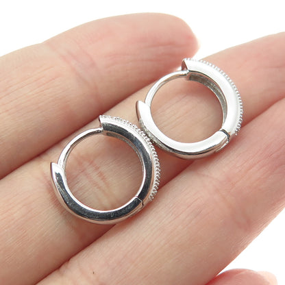 925 Sterling Silver Round-Cut Shaped C Z Huggie Earrings