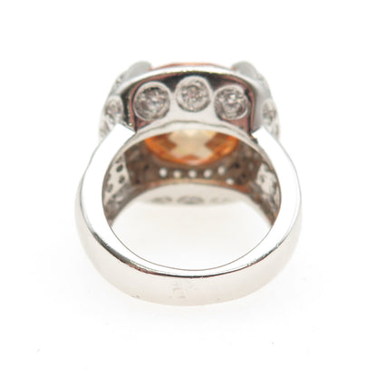 ANNIKA WITT 925 Sterling Silver Champagne & White C Z Ring Size 7.5