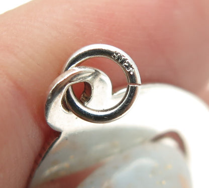 925 Sterling Silver Vintage Heart Oval Tag Charm Pendant