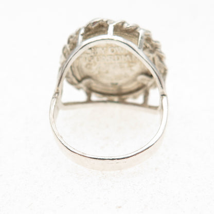 925 Sterling Silver Vintage Guardian Angel Coin Oxidized Ring Size 5.5