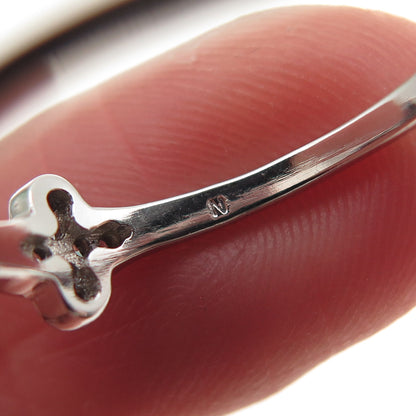 925 Sterling Silver Round-Cut C Z Flower Ring Size 6.25