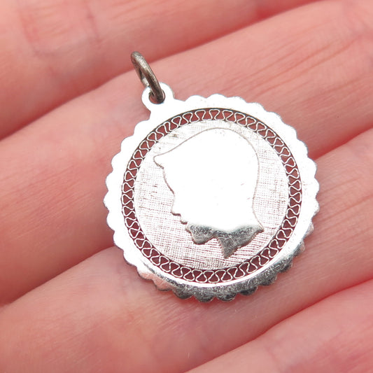 Griffith & Sons 925 Sterling Silver Vintage Boy Profile Mini Charm Pendant