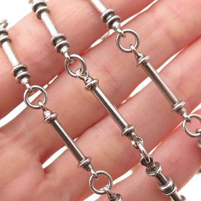 Aanund Havstad 925S Sterling Vintage Norway Modernist Bar Chain Necklace 66"